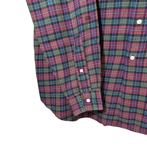Ralph Lauren 100% Cotton Dress Red Green Shirt Size XL - Picture 5 of 6